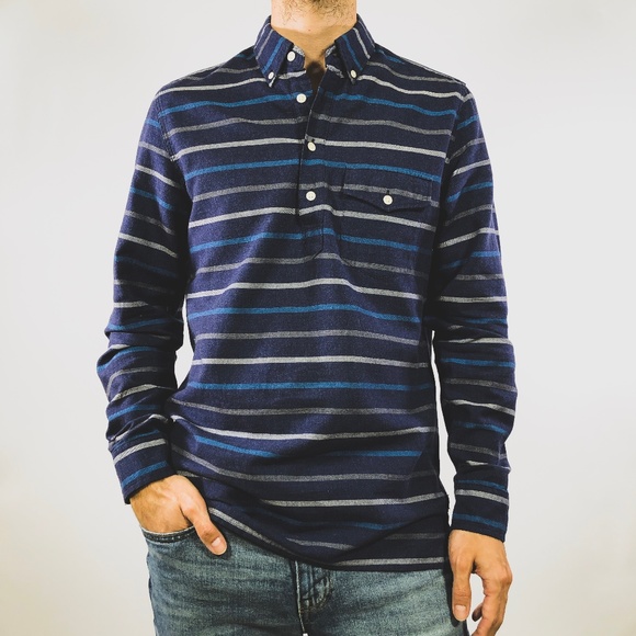 J. Crew Other - J. Crew Blue Stripe Flannel Pocket Tee Shirt S